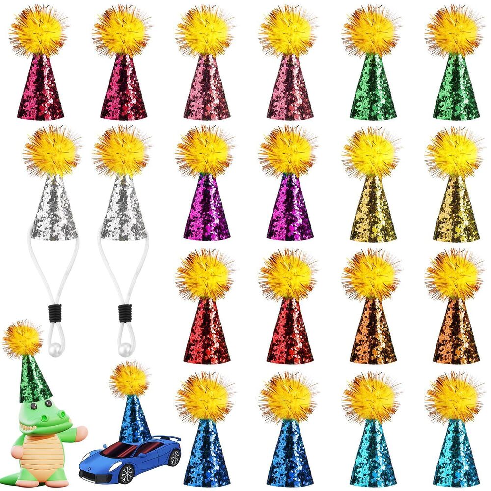 7007 20pcs Mini Party Hats for Stuffed Animal, Colorful Tiny Cat Dog